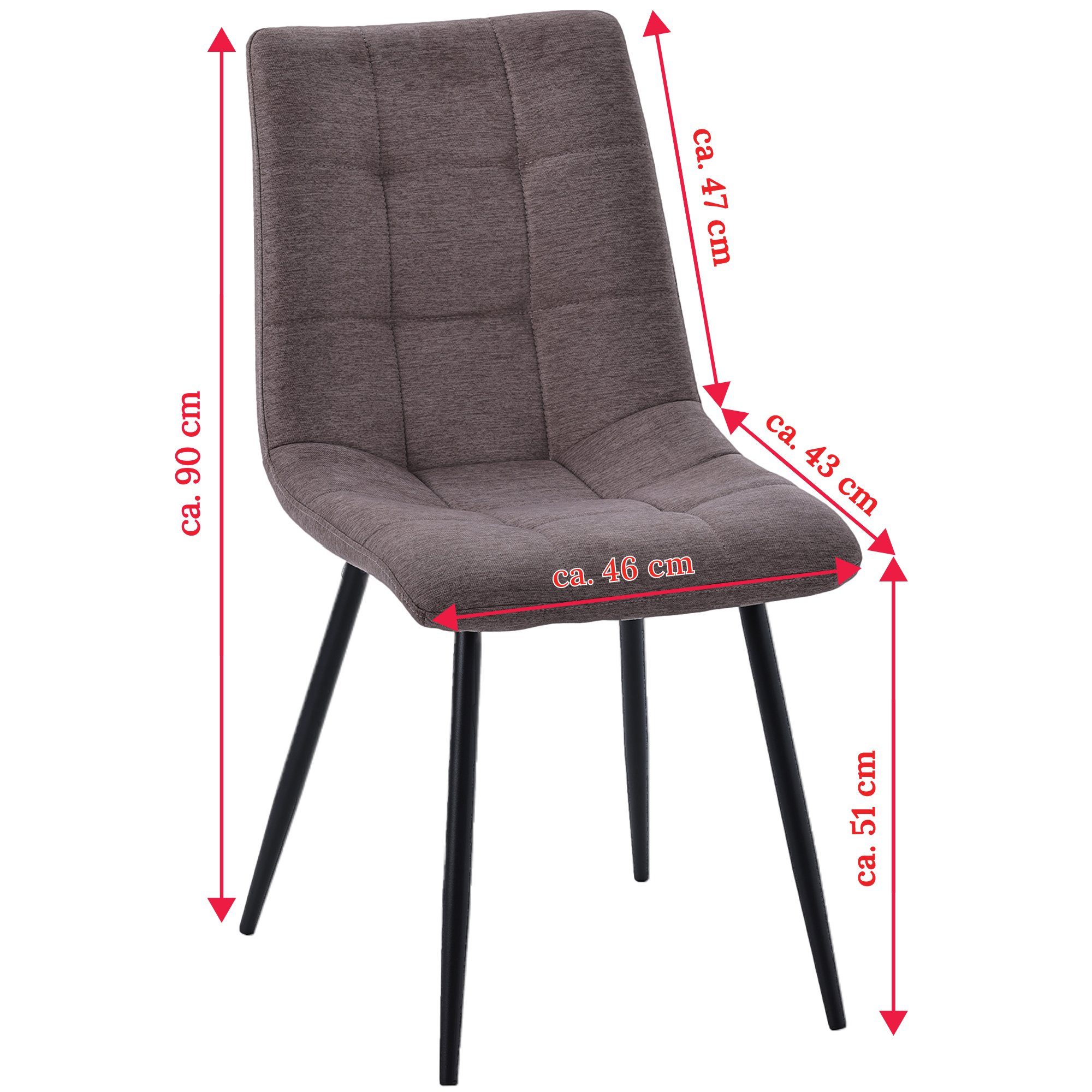 TRISENS Polsterstuhl Selina (1er Set, 2er Set, 3er Set oder 4er Set, 1 St), Essstuhl in moderner Stoffoptik in 5 trendigen Farbvarianten
