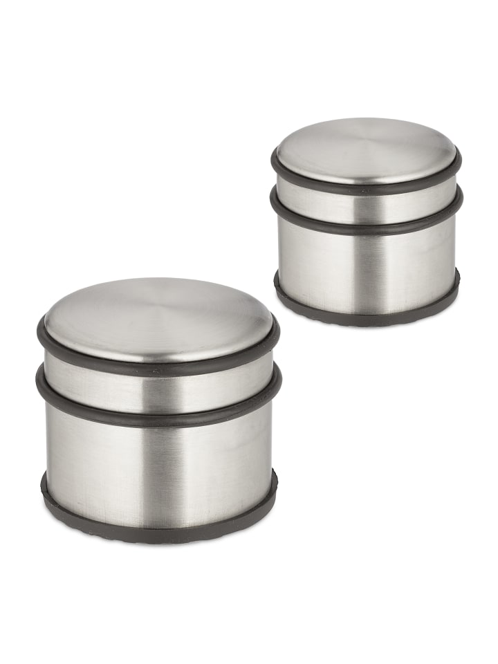 relaxdays 2 x Türstopper in Silber/ Schwarz - (H)7,5 x Ø 9 cm günstig kaufen onesize