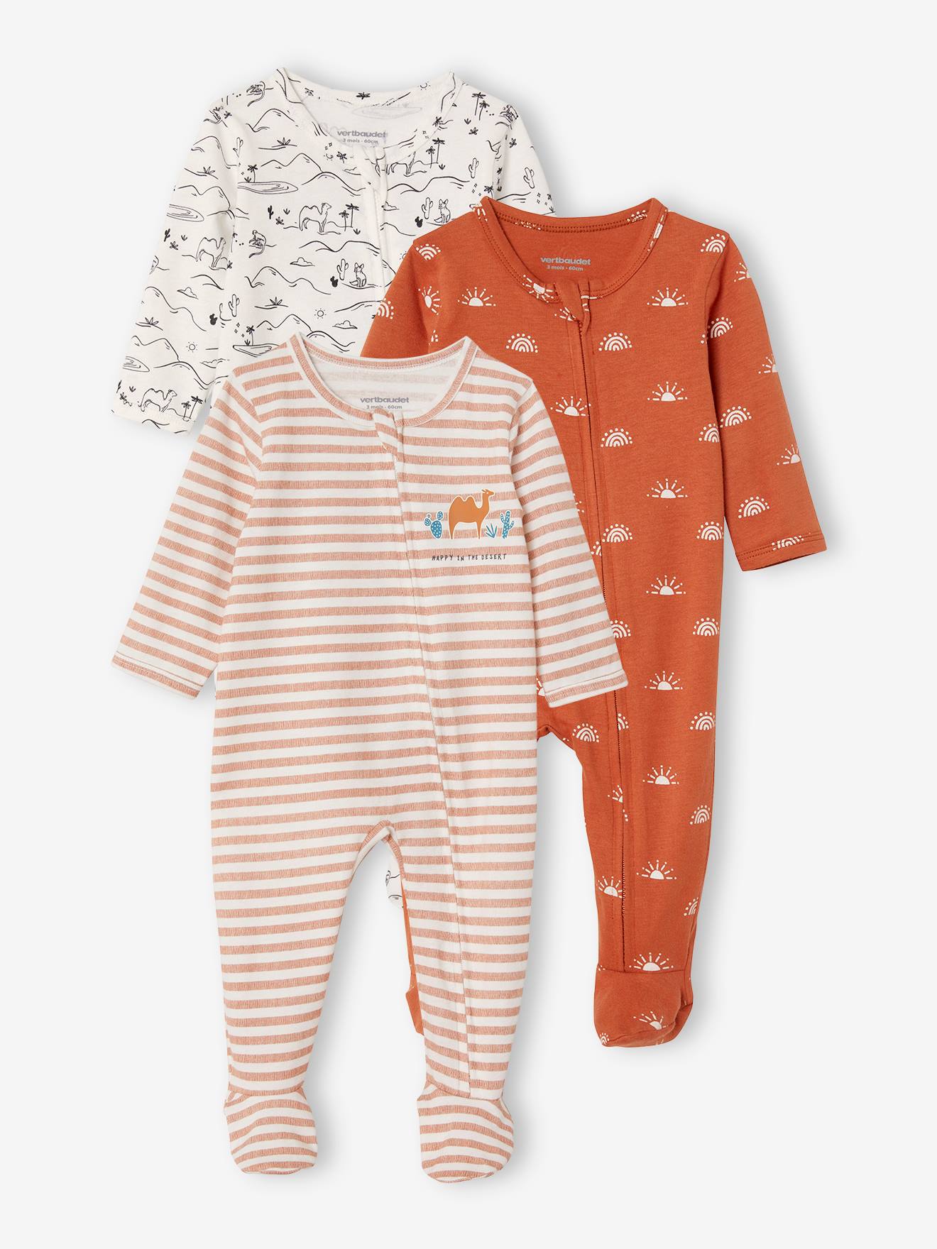 Vertbaudet 3er-Pack Baby Schlafanzüge Oeko-Tex - pack wollweiß