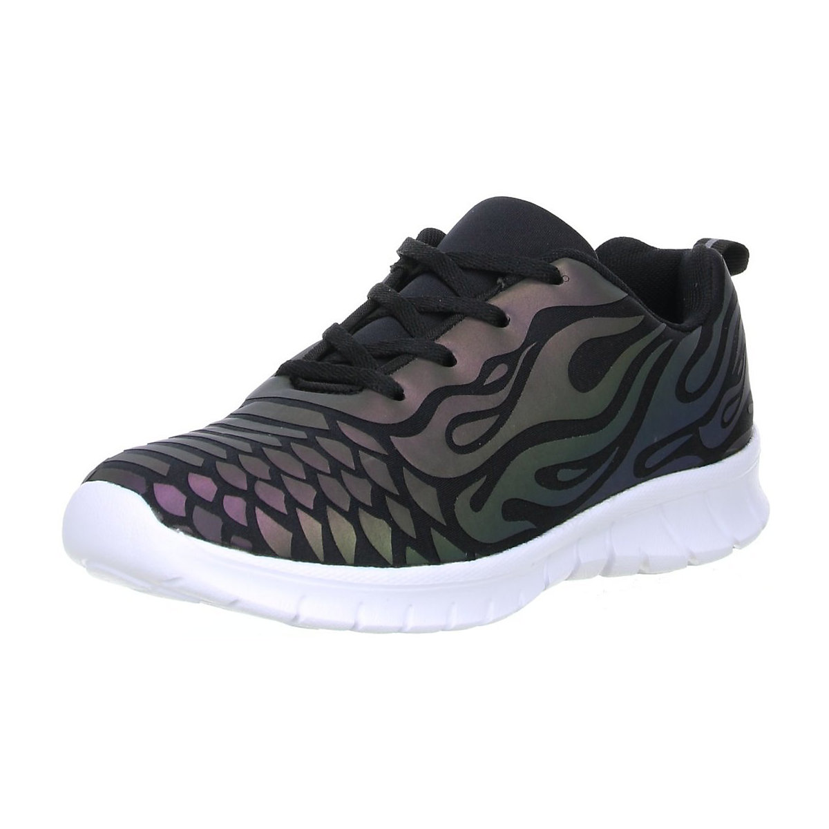 Kinder Mädchen Jungen Damen Reflektor-Sneaker schwarz/mehrfarbig/bunt