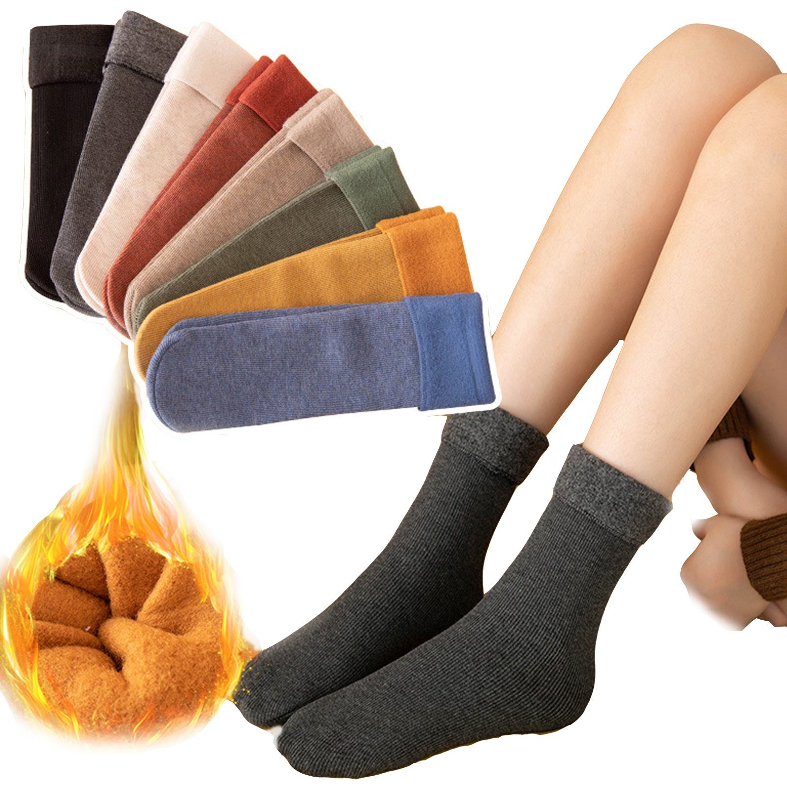 TOPMELON Thermosocken 2 Paar Thermosocken warme Winter Socken Schnee Socken