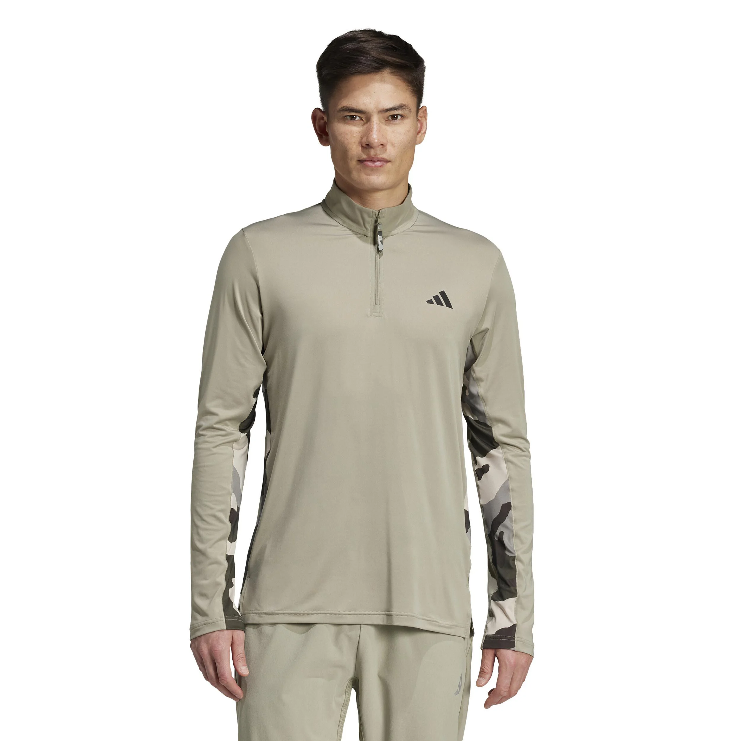 Camo 1/4 Zip Longsleeve Herren - Oliv