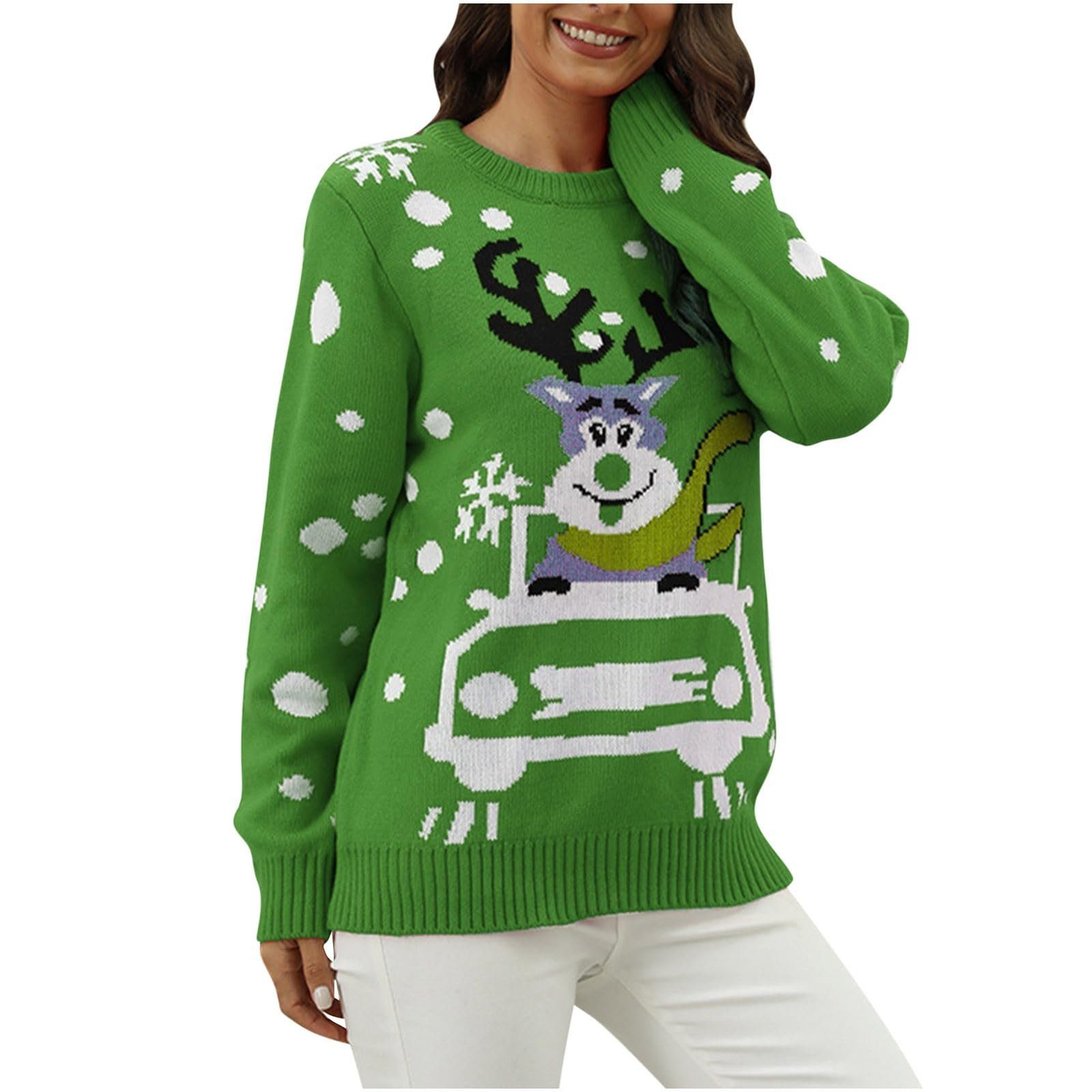 Ronner UG Strickpullover Weihnachts-Pullover mit Rundhalsausschnitt, Pullover mit Cartoon-Muster (1-tlg)