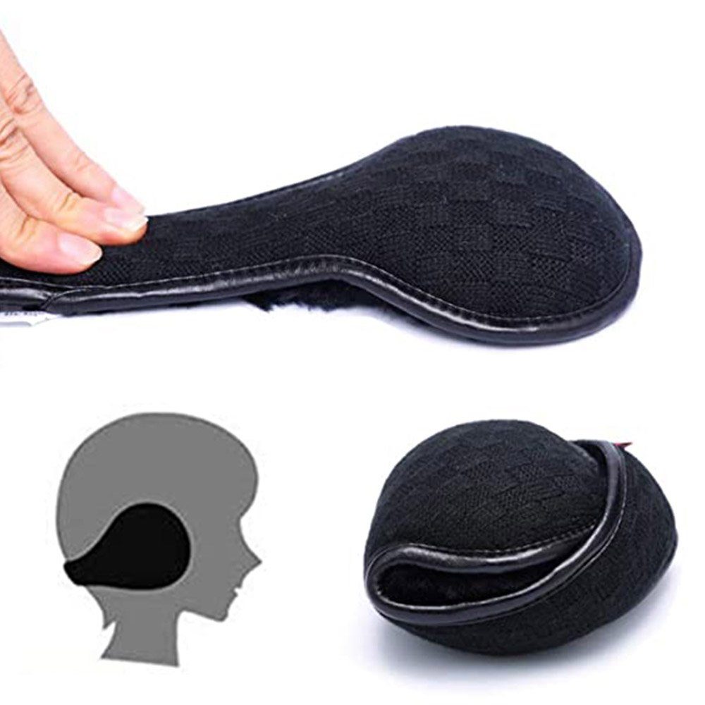 Opspring Ohrenwärmer Gestrickte Plüsch-Ohrmuscheln,verstellbare und faltbare Ohrmuscheln