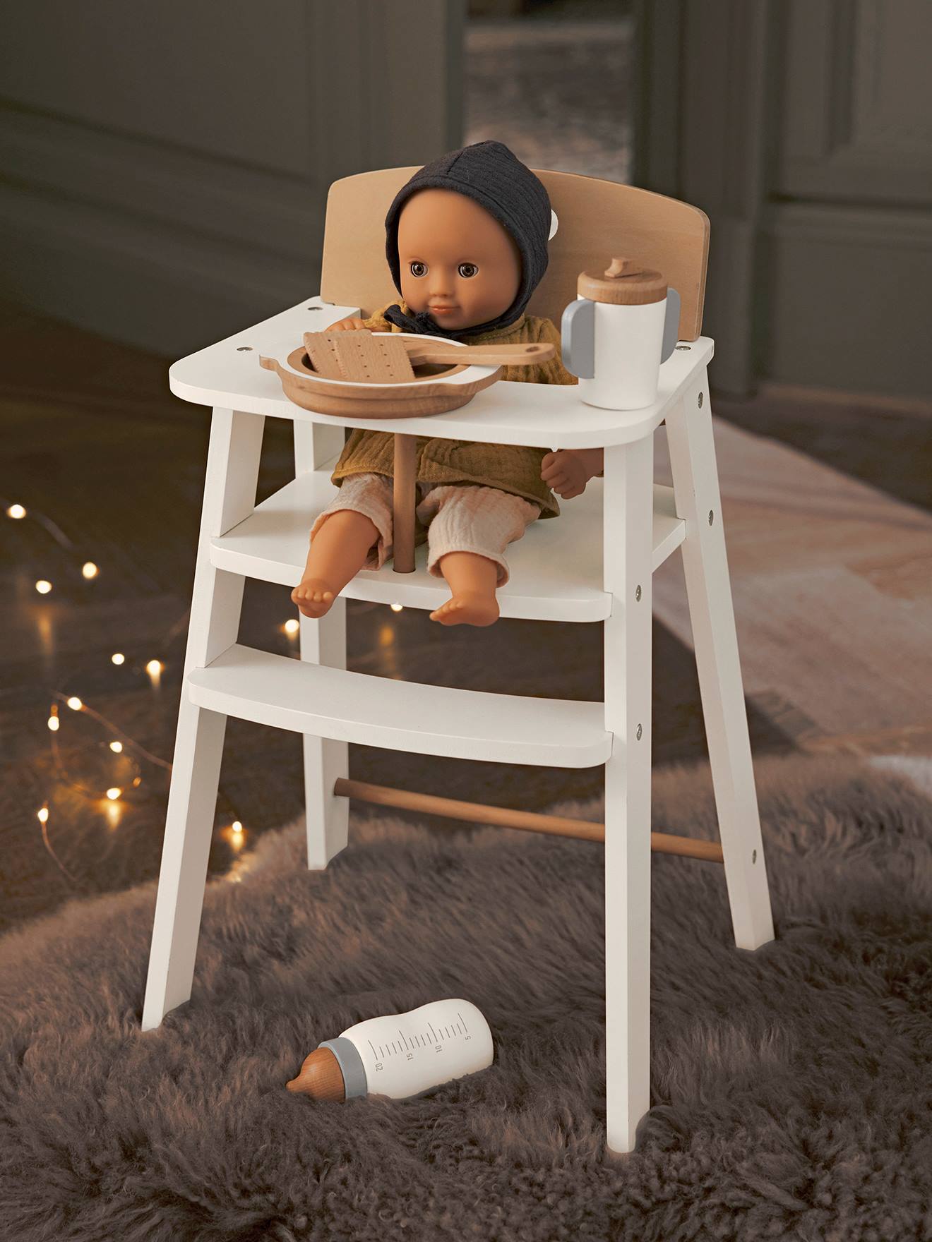 Chaise haute poupon en bois FSC® blanc
