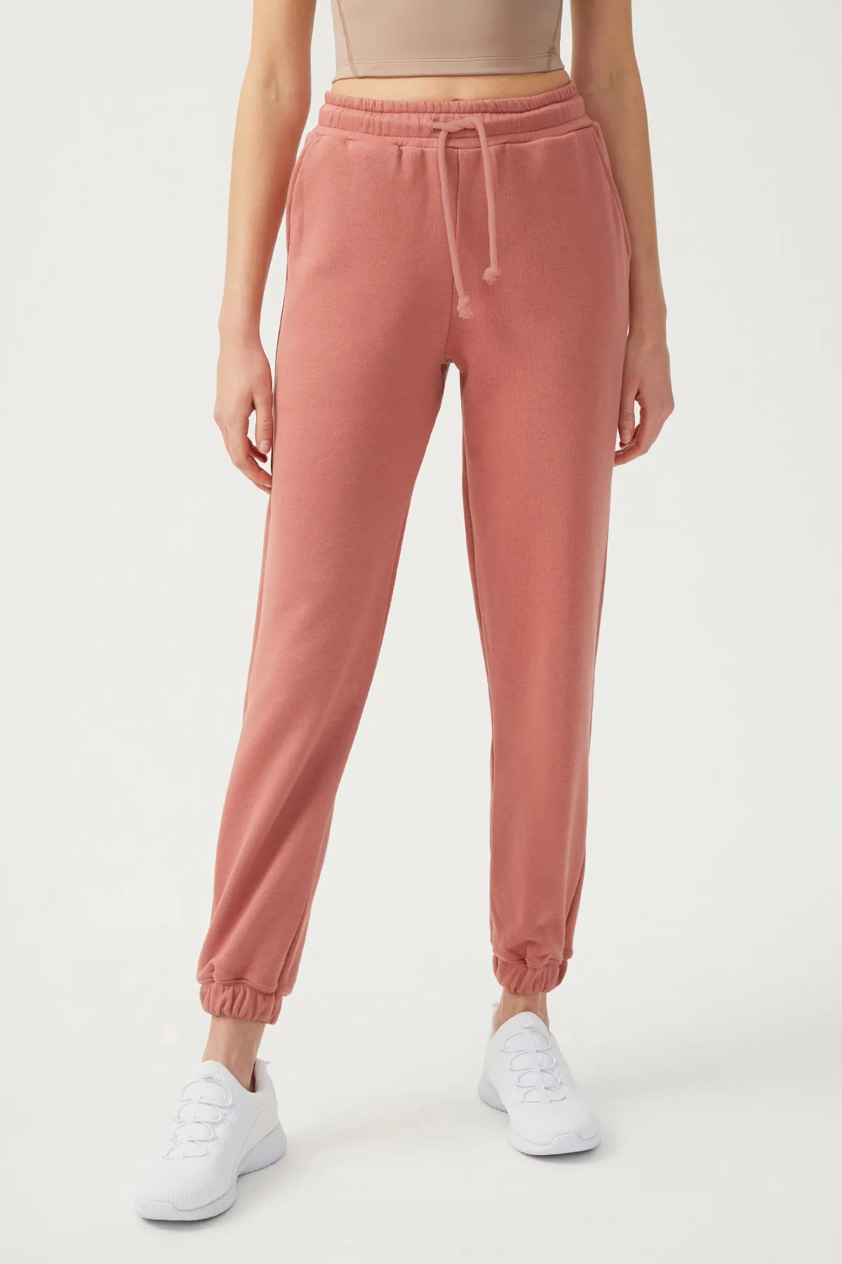 LOS OJOS  Elastische Jogger-Jogginghose mit Kordelzug für Damen in Dusty Rose-Manschette