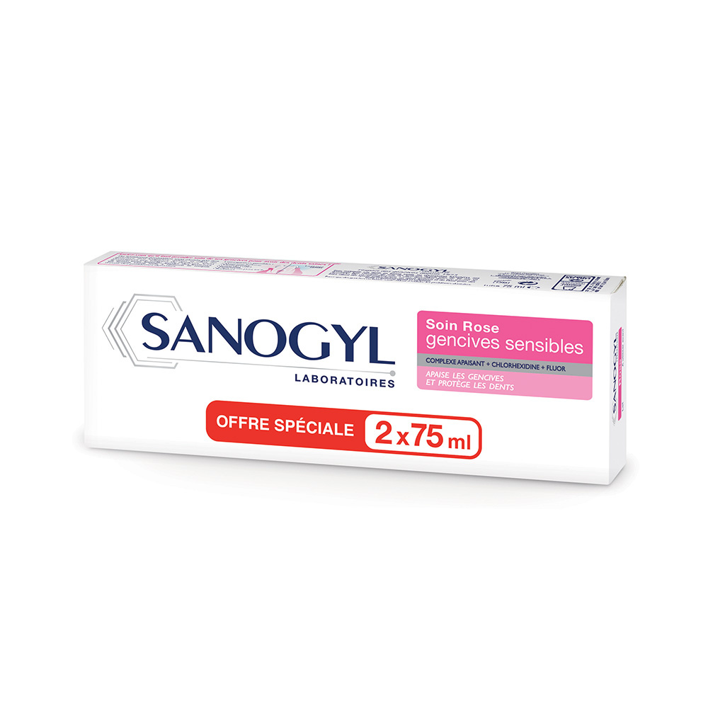 botot ROSE 1500PPM - SOIN GENCIVES SENSIBLES 2x75ml DENTIFRICE