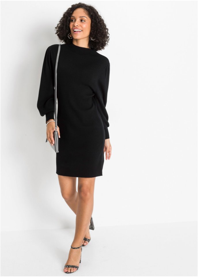 Strickkleid mit Ballonärmeln