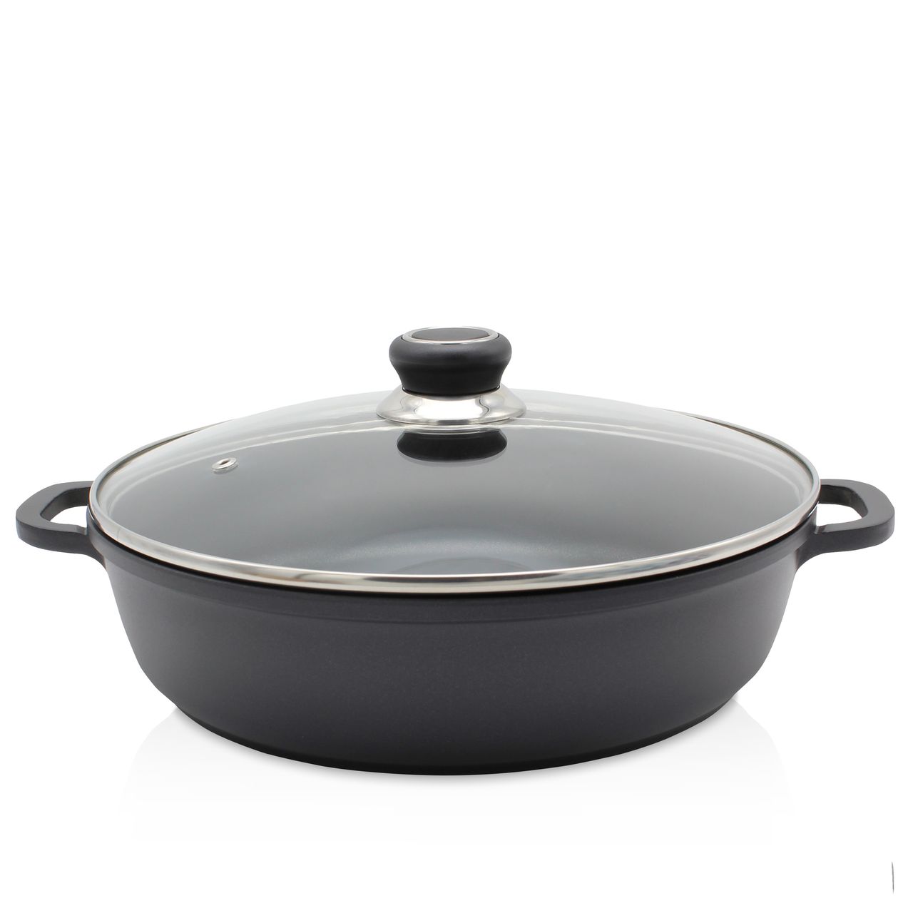 Karl Krüger Aluguss Servierpfanne DELTA rund mit Deckel, 28 cm