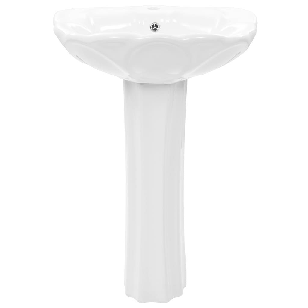 vidaXL Waschbecken Freistehendes Waschbecken mit Säule Keramik Weiß 580x510x200 mm