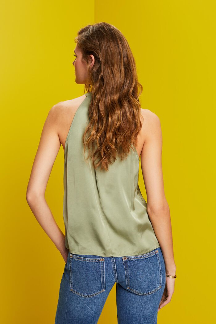 Neckholder-Satinbluse, LENZING™ ECOVERO™