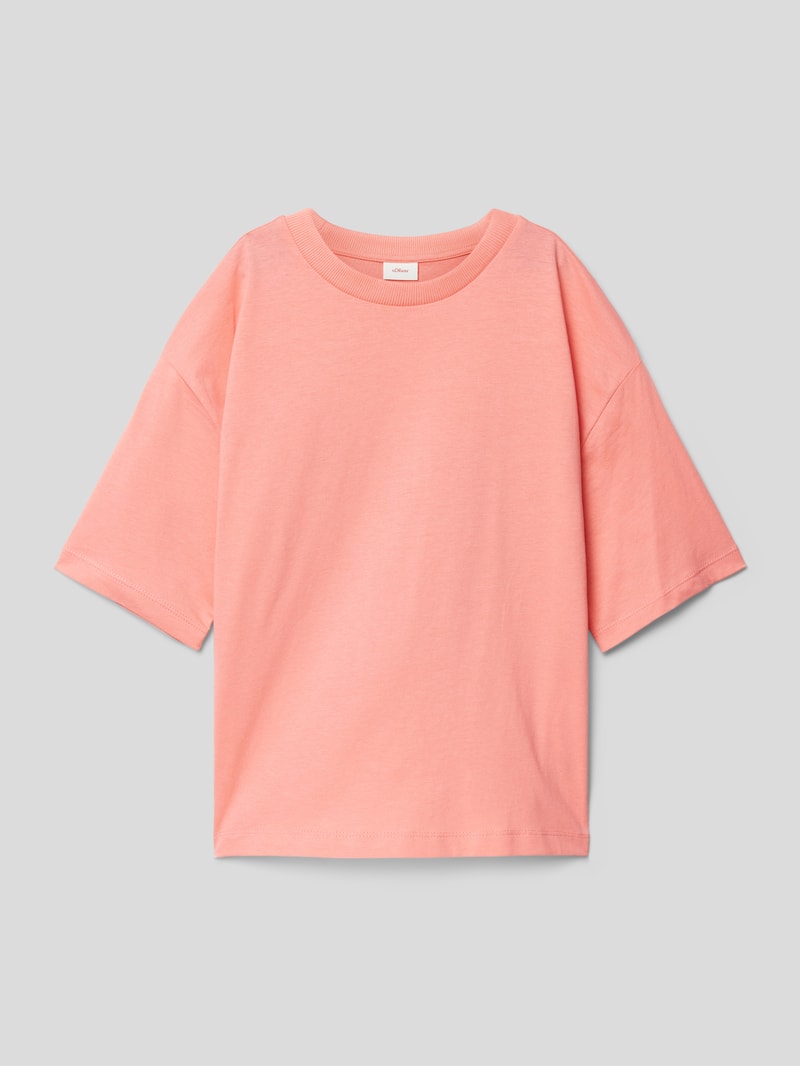Oversized T-Shirt mit geripptem Rundhalsausschnitt in lachs