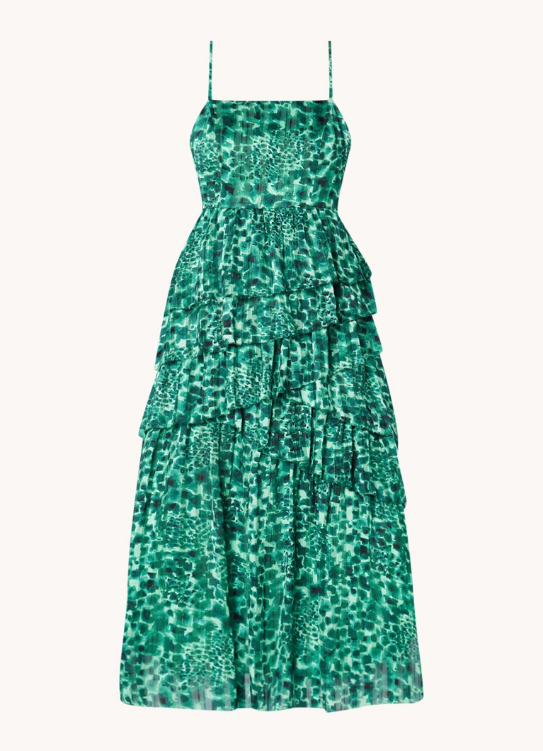 Whistles Watercolor layered midi dress with print