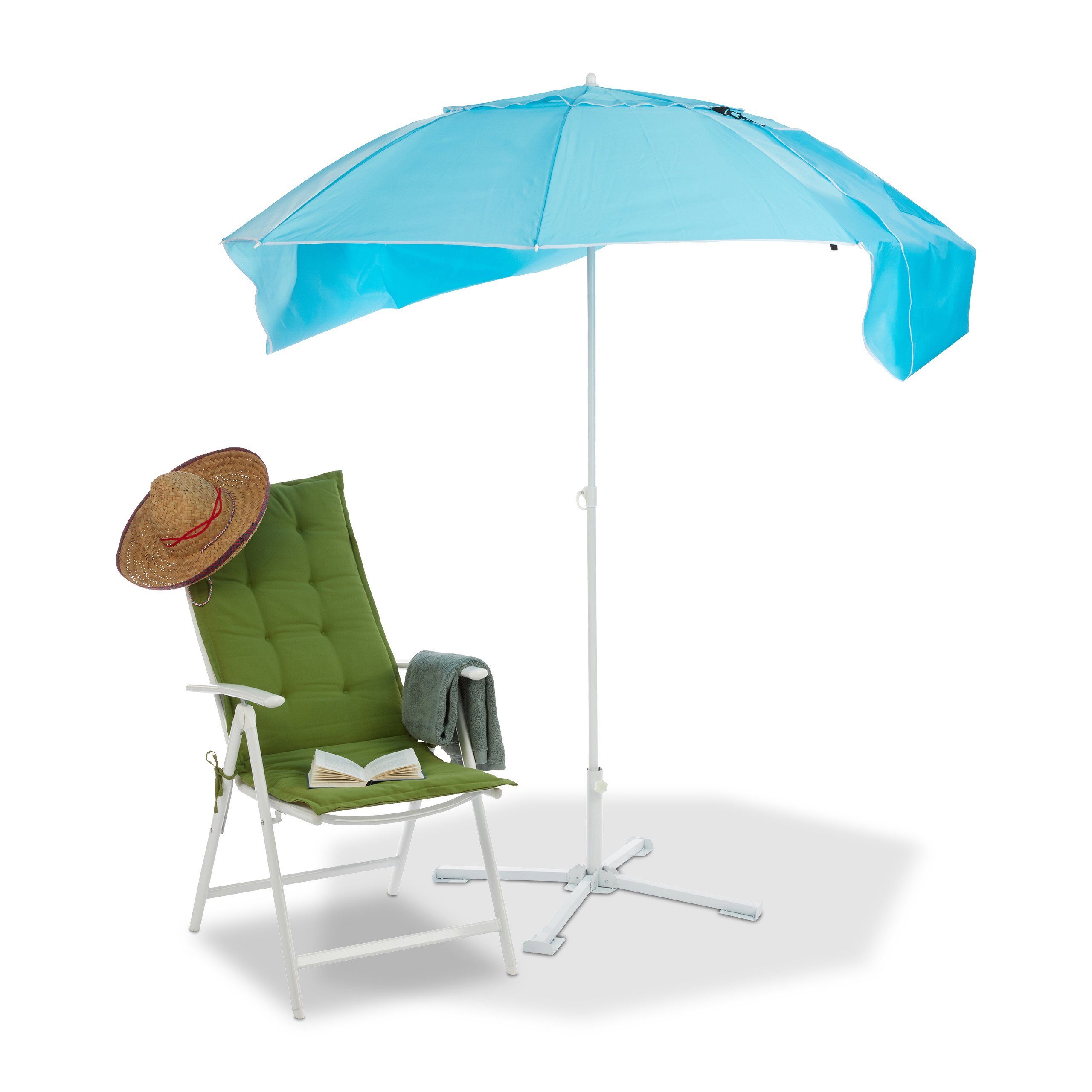 relaxdays Strandmuschel Sonnenschirm Strandmuschel 2 in 1