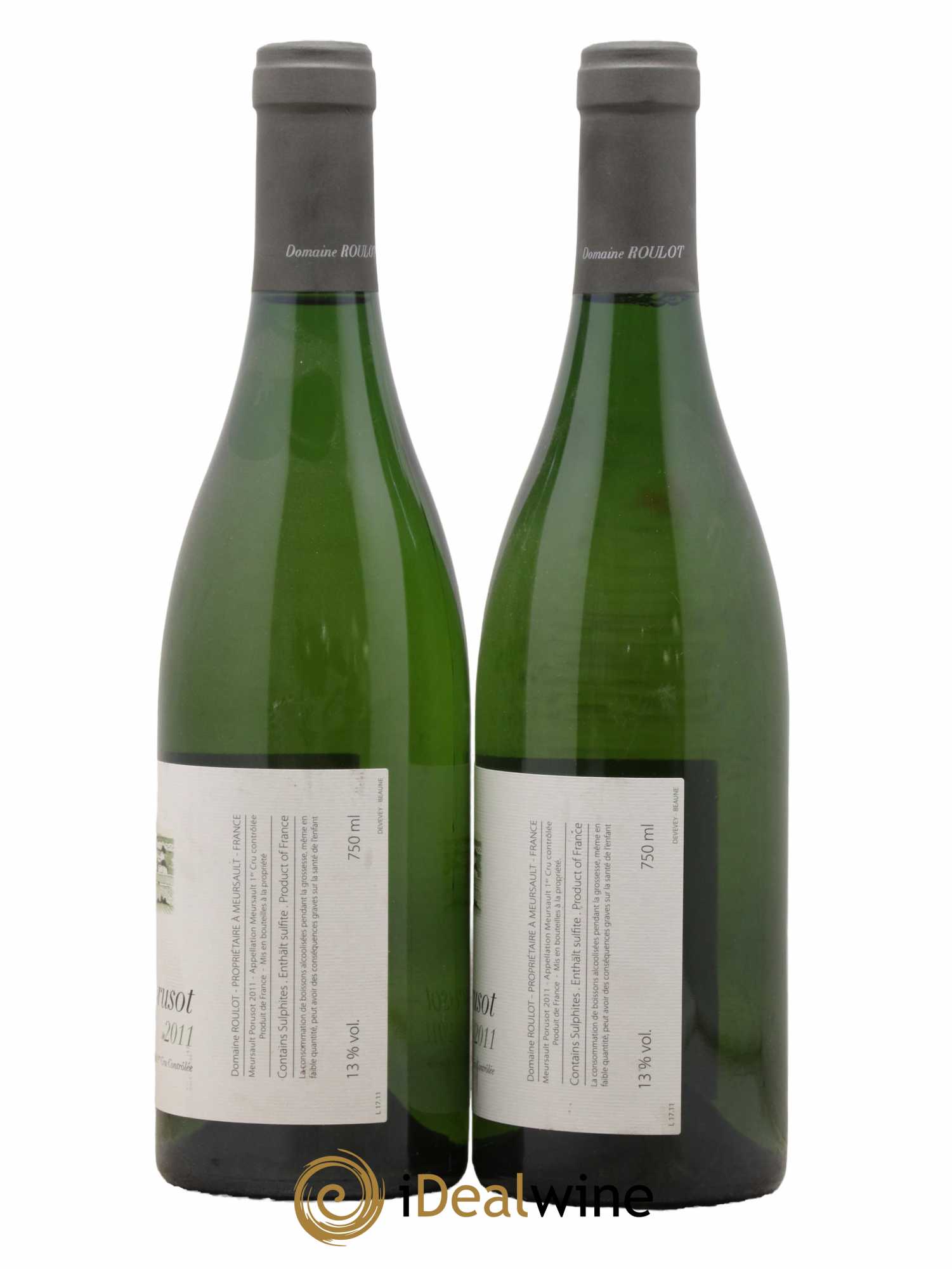 Meursault 1er Cru Le Porusot Roulot (Domaine)  2011 - Lot de 2 Bouteilles