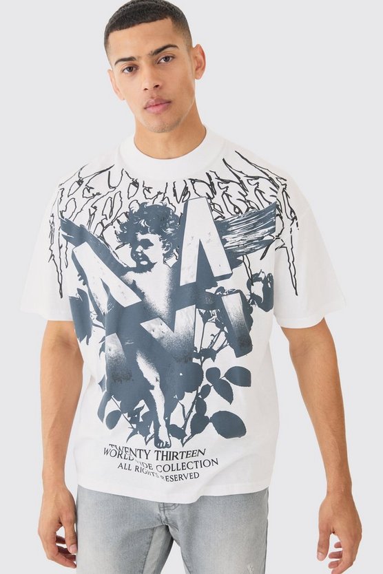 Oversize T-Shirt mit Renaissance-Print