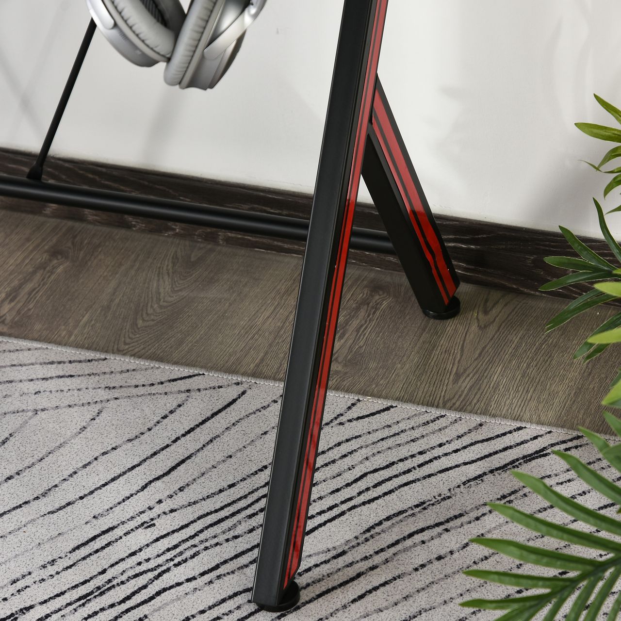 HOMCOM Gaming-Tisch Schreibtisch mit Kopfhörerhaken Getränkehalterung Computertisch Stahl   MDF Schwarz 105 x 55 x 75 cm