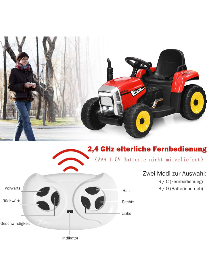COSTWAY 12V Traktor ab 3 Jahren in Rot günstig kaufen 135 cm