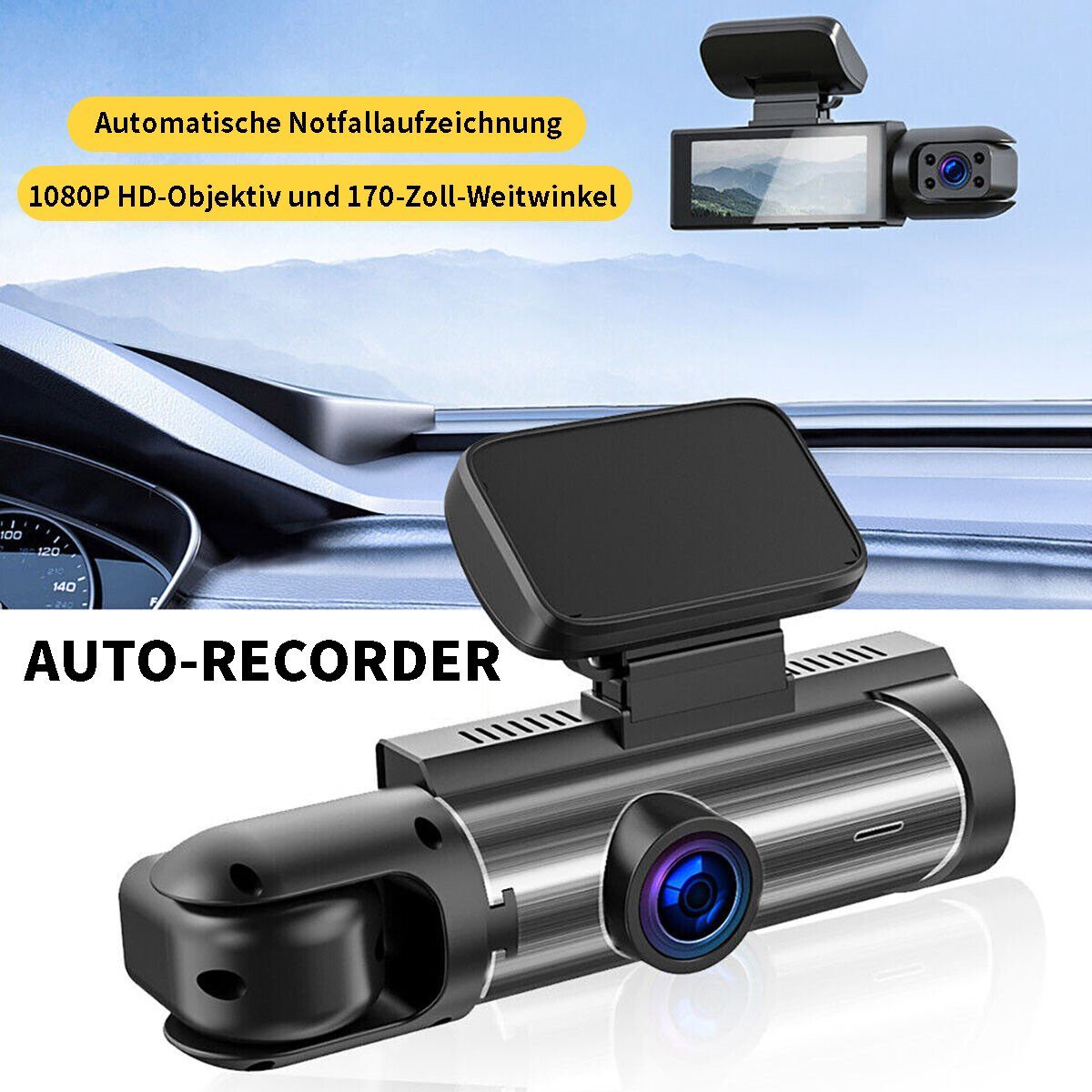 Yoyaxi 32G+ Dual Lens Dash Cam 1080P HD Auto DVR Recorder Vorder Dashcam (und Rückkamera G-Sensor)