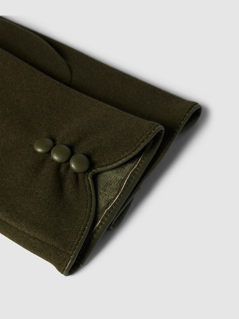 Handschuhe in unifarbenem Design mit Zierknöpfen in khaki