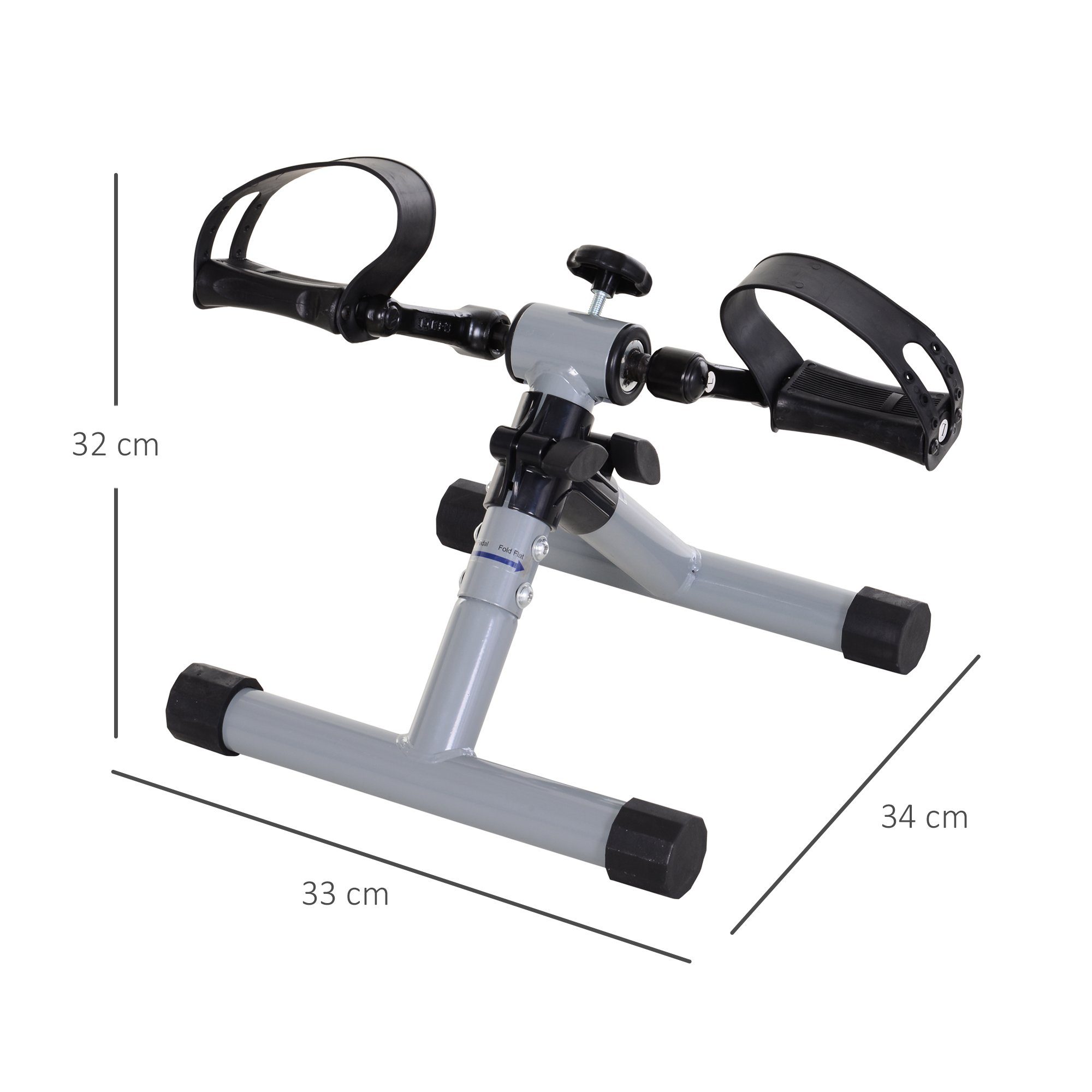 HOMCOM Heimtrainer Beintrainer Fitness Pedaltrainer faltbar Mini-Bike Stahl Silbergrau (1-tlg., stufenloser Widerstand für Hilfsrehabilitation und Mobilität), 33B x 34T x 32H cm