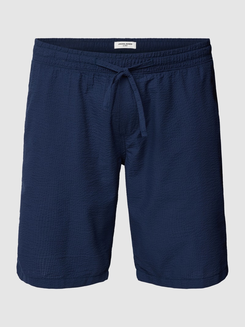 PLUS SIZE Shorts mit Strukturmuster Modell 'JEFF' in marineblau