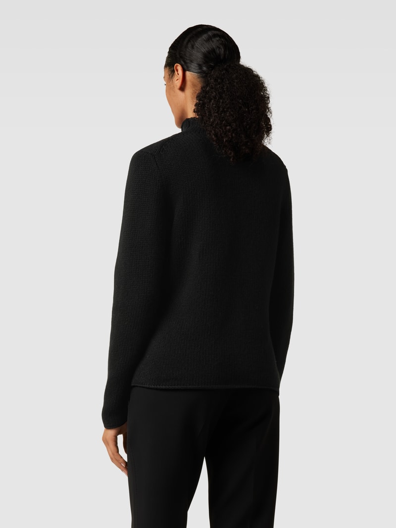 Strickpullover mit Stehkragen Modell 'Basic' in schwarz