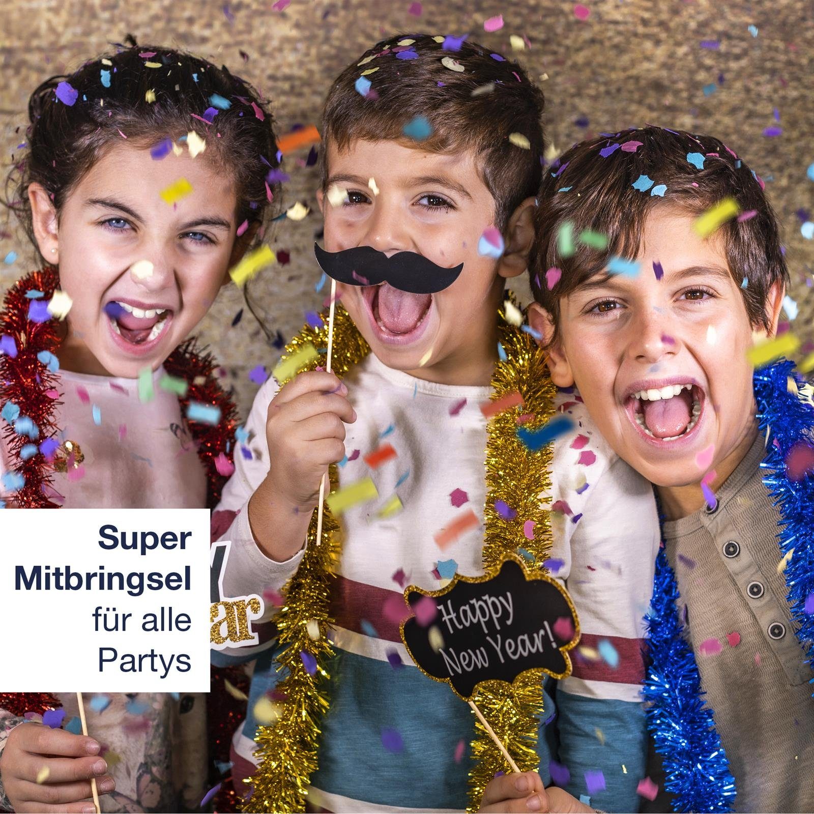 ILP Konfetti 6x Party Popper, Konfettikanone ohne Knall - Bunter Partyspaß - 15 cm
