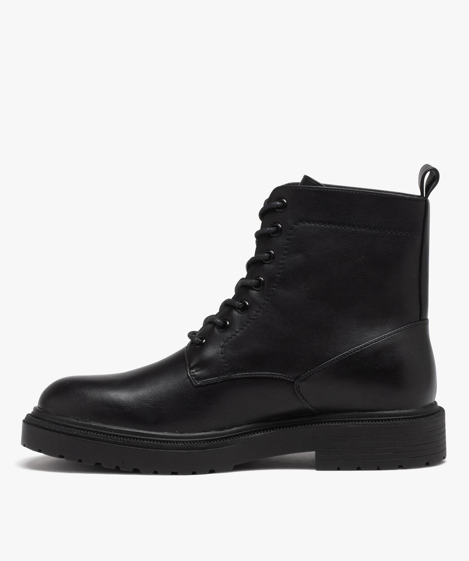 Boots homme unies à lacets style casual noir | GEMO