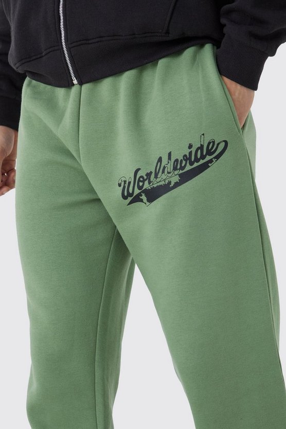 Tall Jogginghose mit Vintage Worldwide-Print und geteiltem Saum