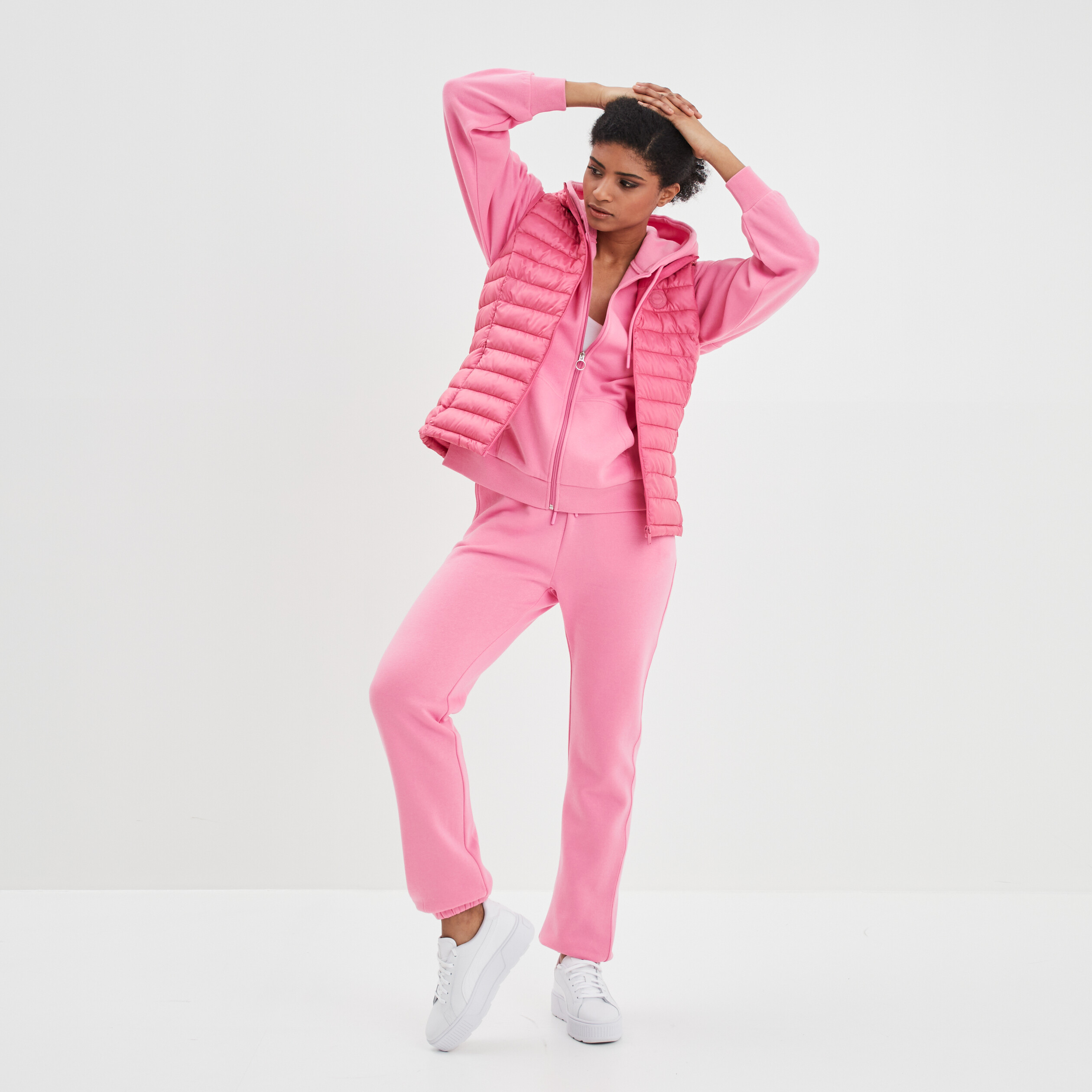 Pantalon jogging droit molleton rose femme | La Halle