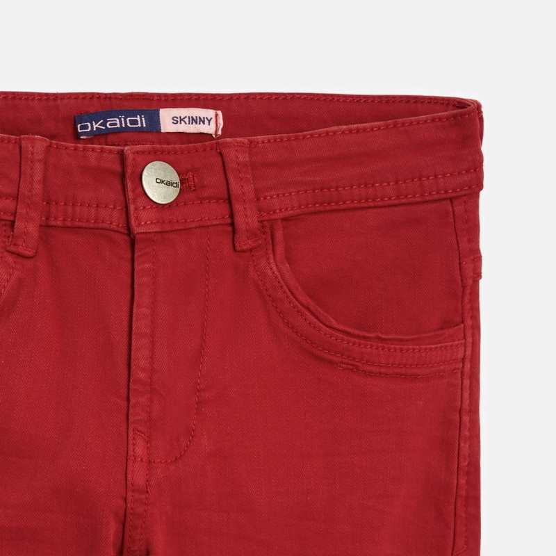 Pantalon skinny en toile unie rouge garçon