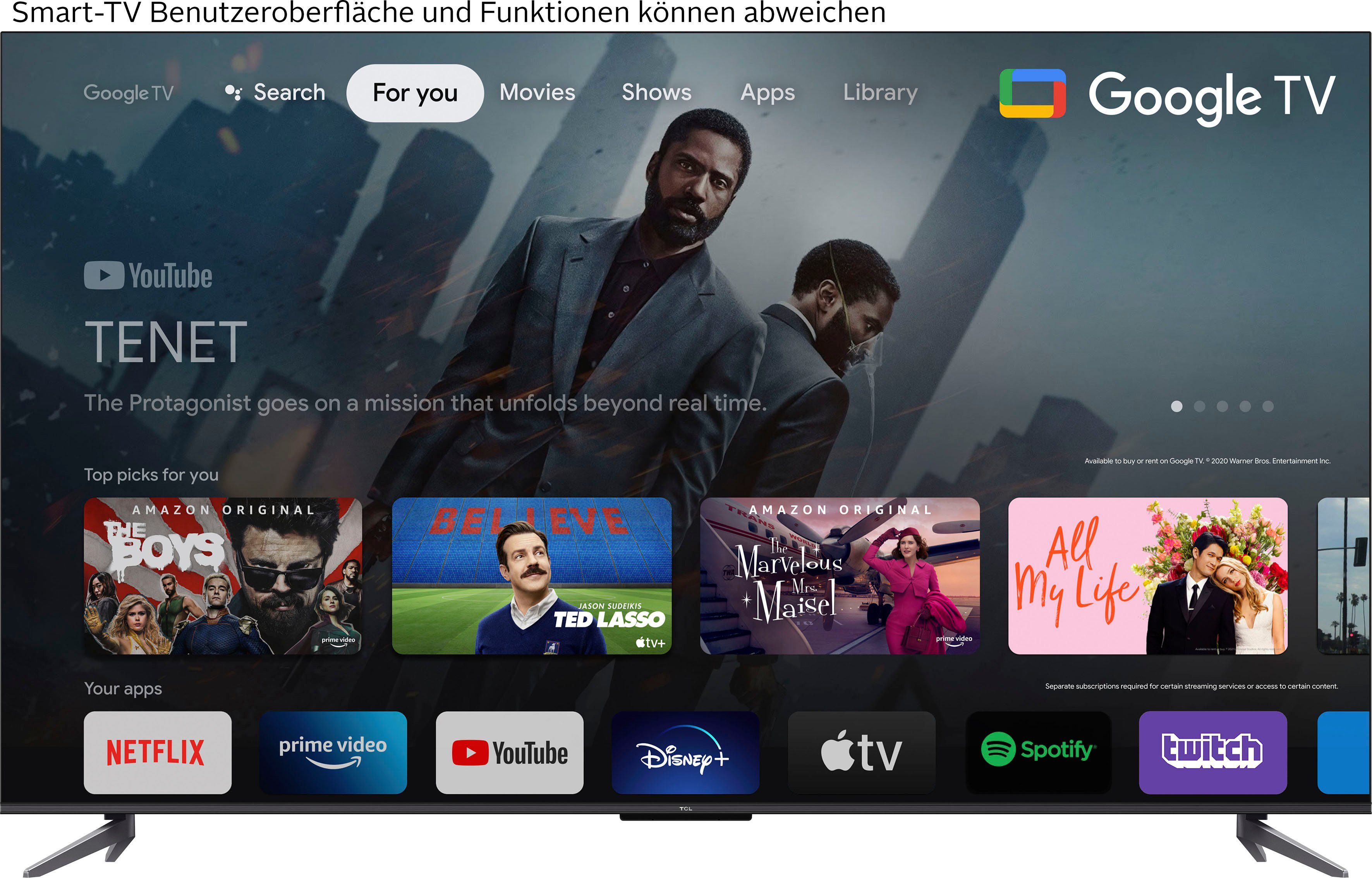 TCL 65C643X1 OLED-Fernseher (165 cm/65 Zoll, 4K Ultra HD, Google TV, Smart-TV)