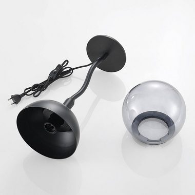 Lucande Tischleuchte Dustian, Leuchtmittel nicht inklusive, Design, Glas, Metall, klar, Schwarz, 1 flammig, E27, Designer