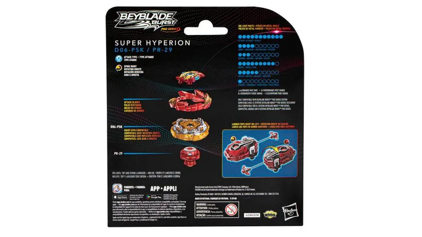 Hasbro - Beyblade Burst Pro Series Super Hyperion String Launcher Pack, Beyblade Launcher & Top