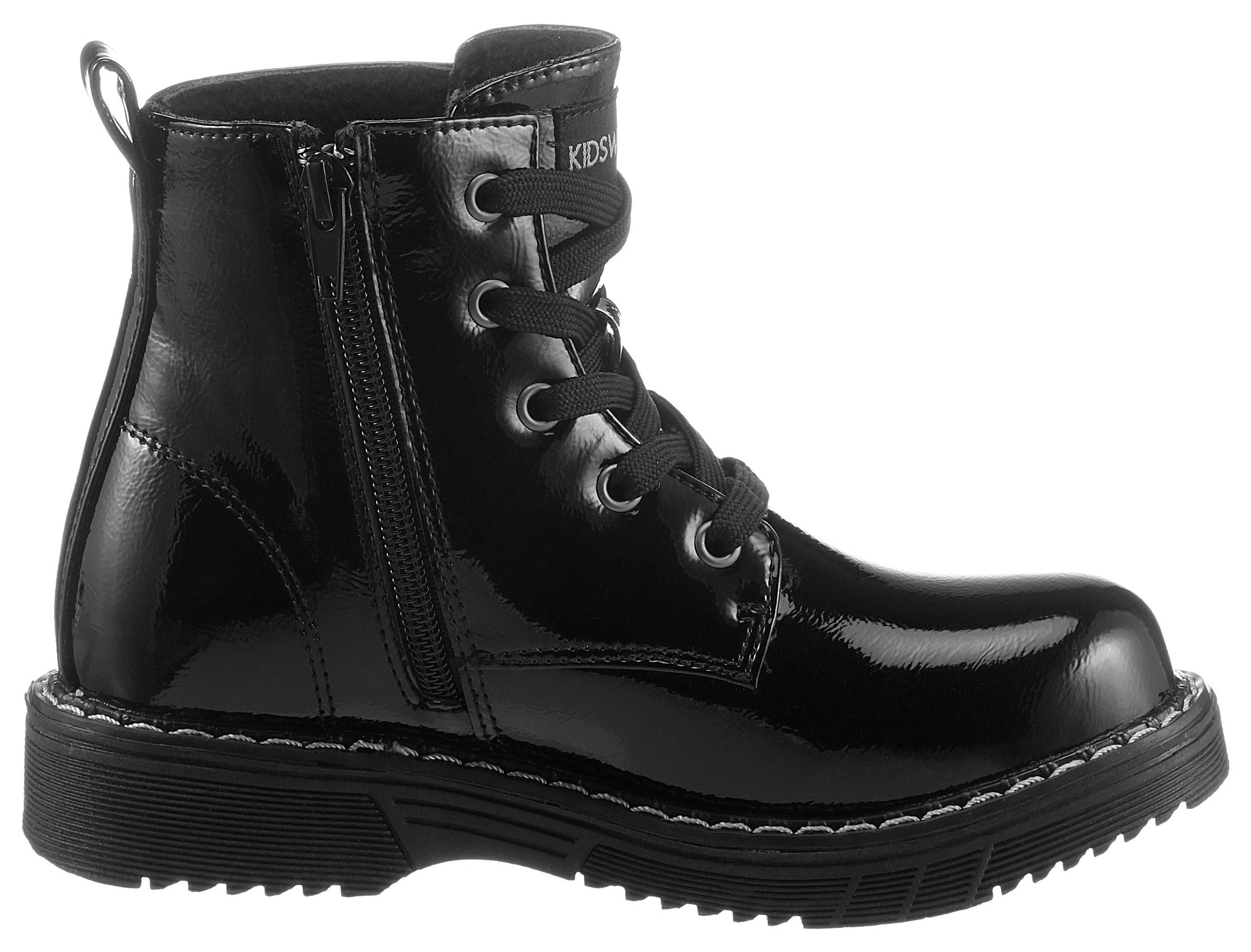 KIDSWORLD Schnürstiefel in glänzender Lack-Optik