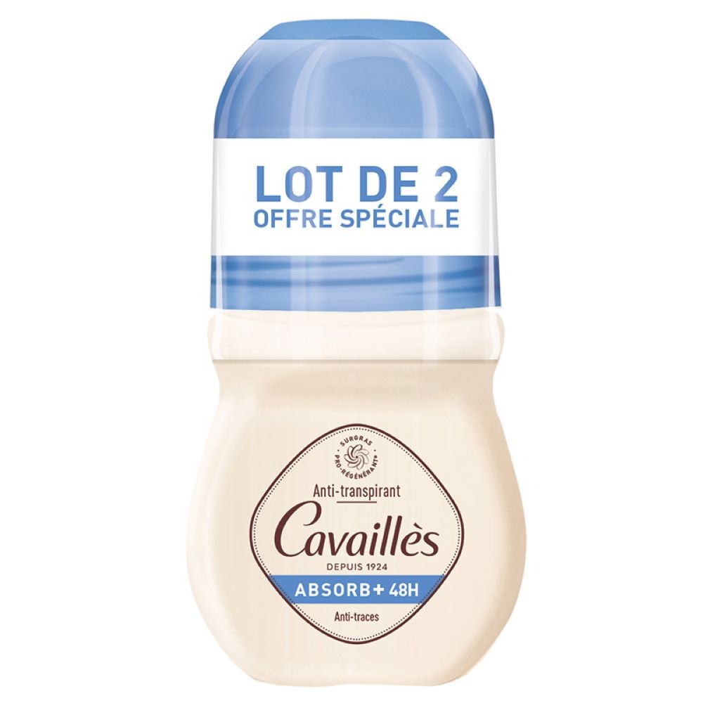 Cavaillès ABSORB+ 48H ANTI-TRACES ROLL-ON 50MLX2 DEODORANTS