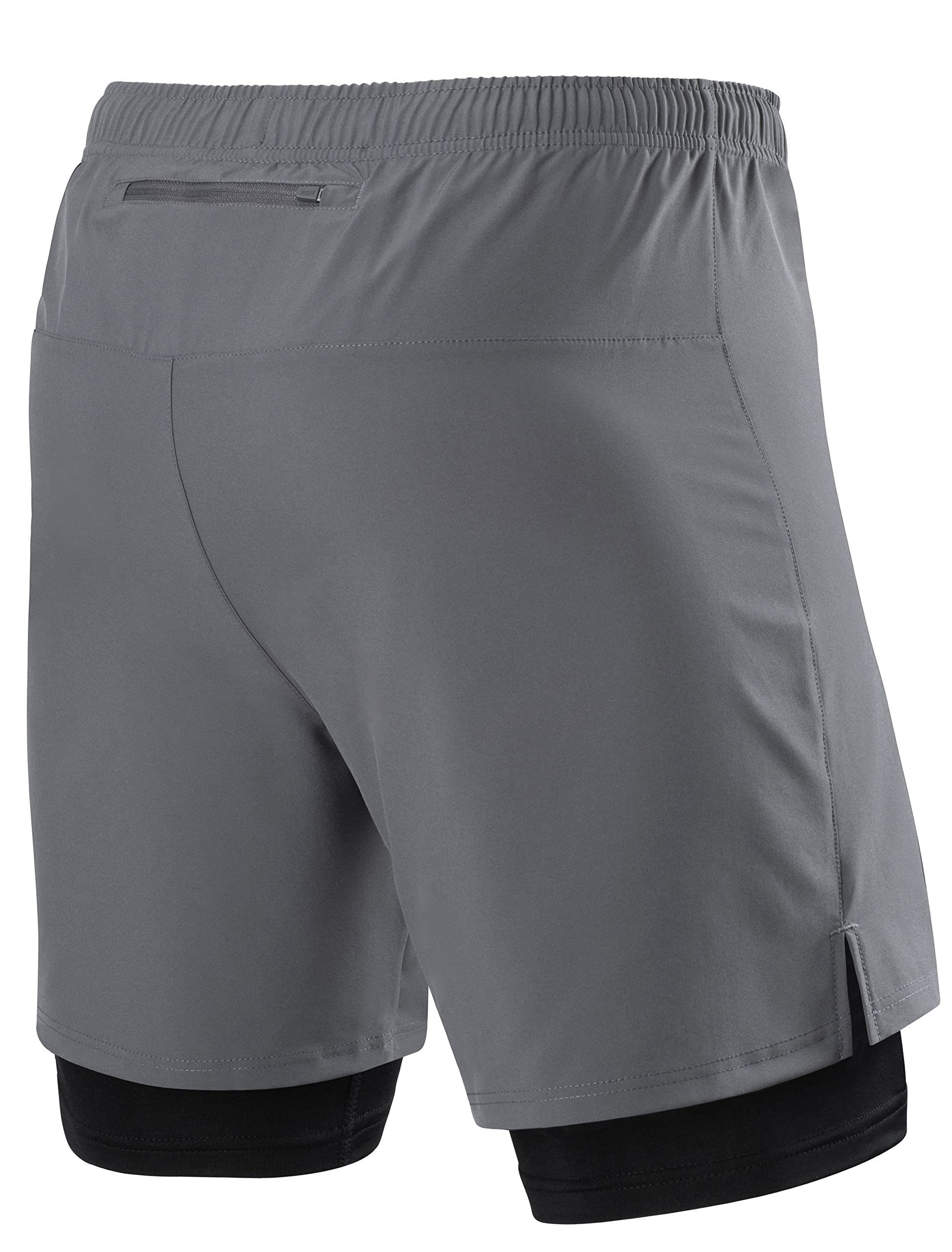 TCA Trainingsshorts TCA Herren 2-in-1 Laufhose mit Kompressionshose - Grau, XL