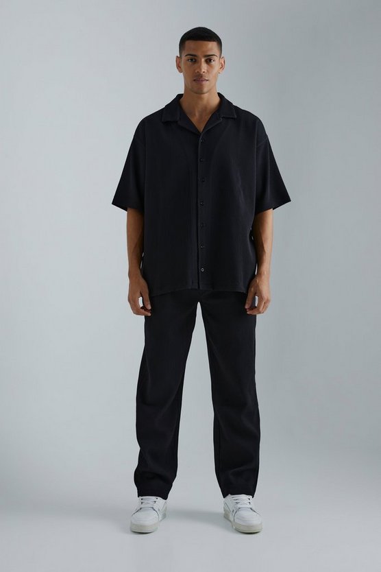 Kurzärmliges Oversize Hemd & Hose mit geradem Bein