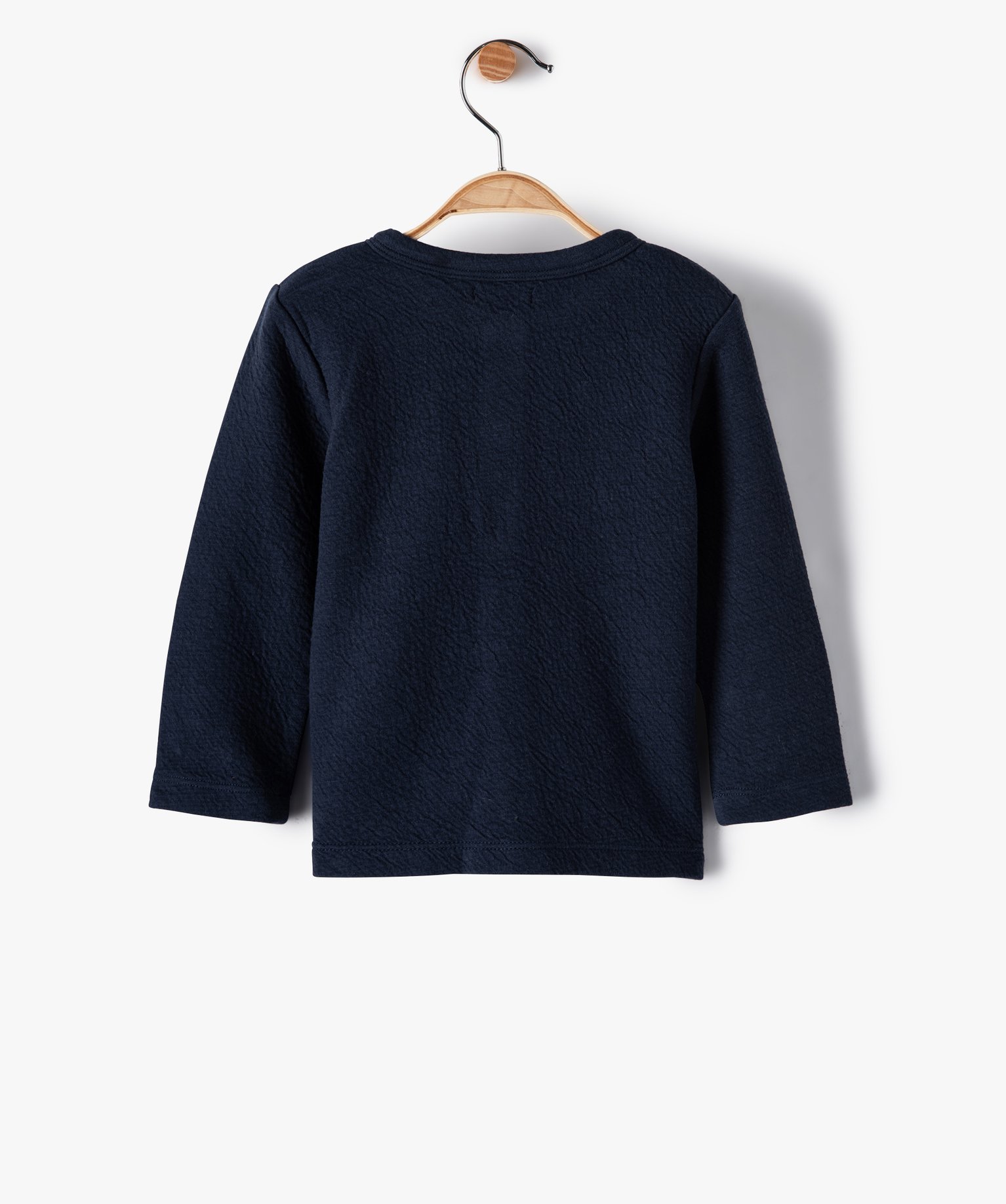 Sweat bébé fille gaufré à boutons-pression bleu fonce | GEMO