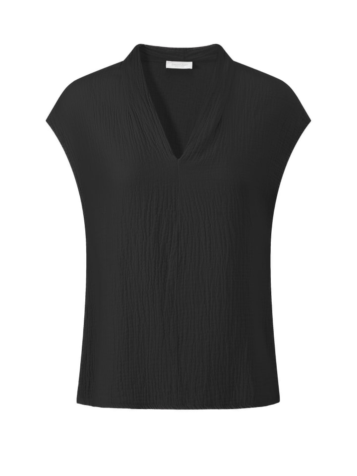 SASSYCLASSY Musselin Shirt mit V-Ausschnitt in Schwarz günstig kaufen