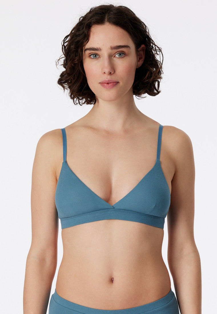 Soft-BH Doppelripp herausnehmbare Pads blaugrau - Pure Rib