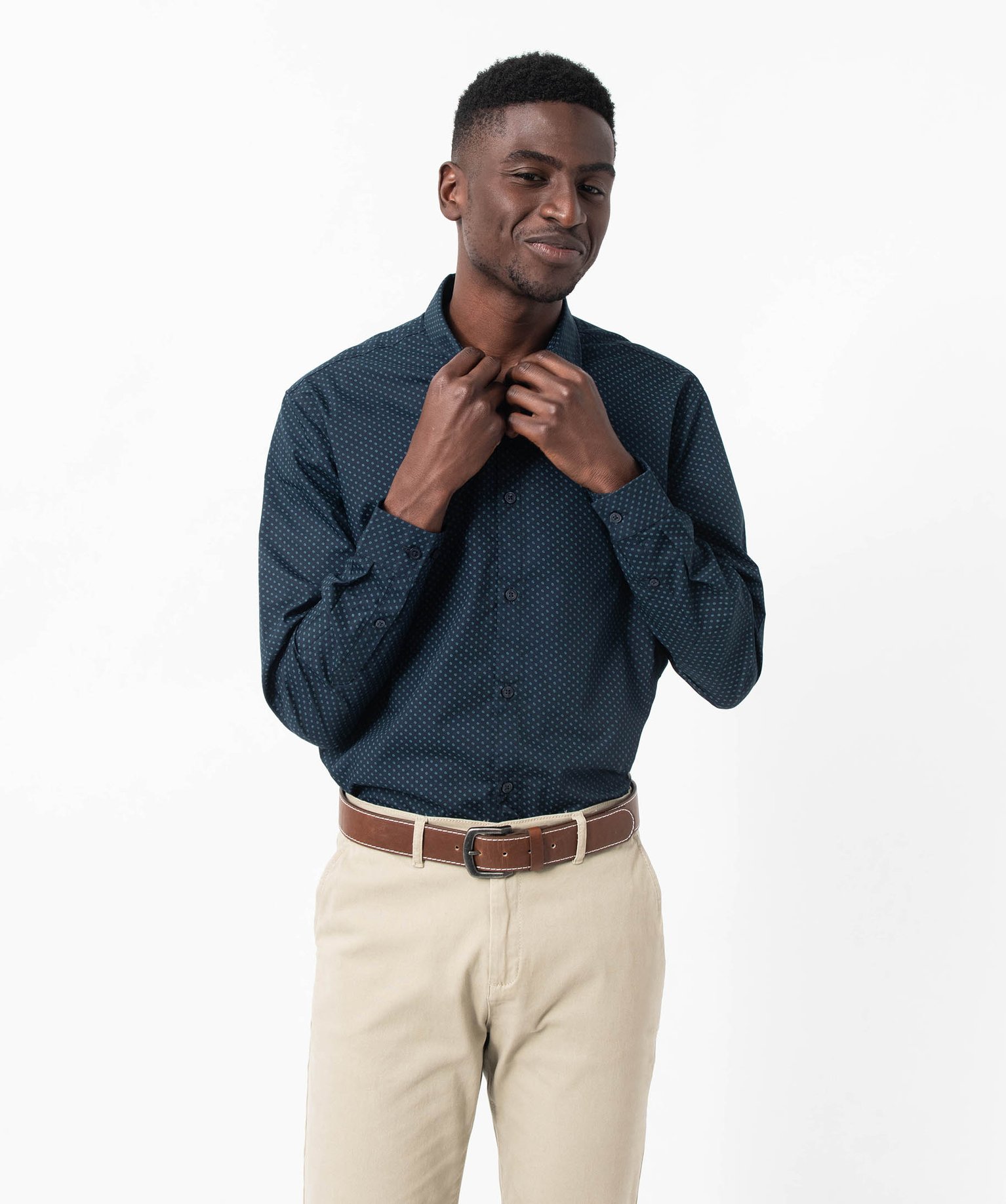 Chemise manches longues à micro-motifs homme imprime | GEMO