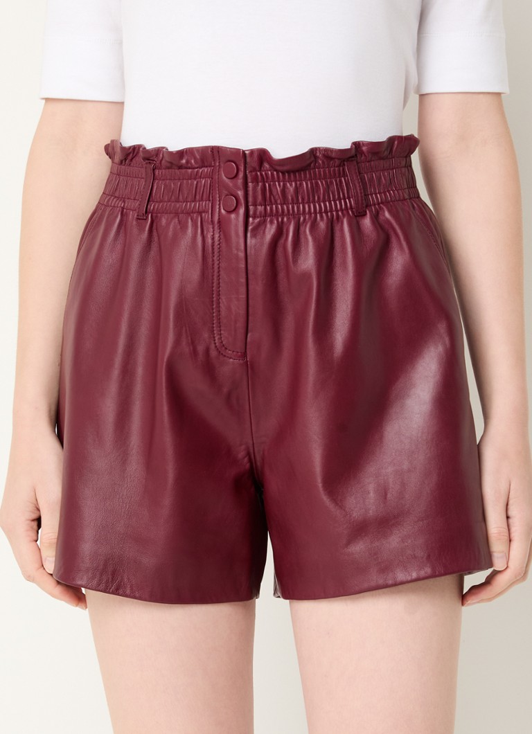 ba&sh Aglae high waist wide fit shorts made of lambskin