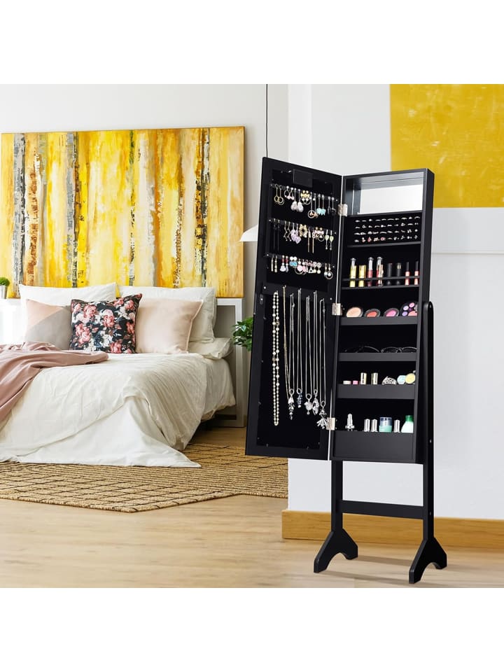 COSTWAY Schmuckschrank mit 18 LEDS in Schwarz günstig kaufen 145 cm