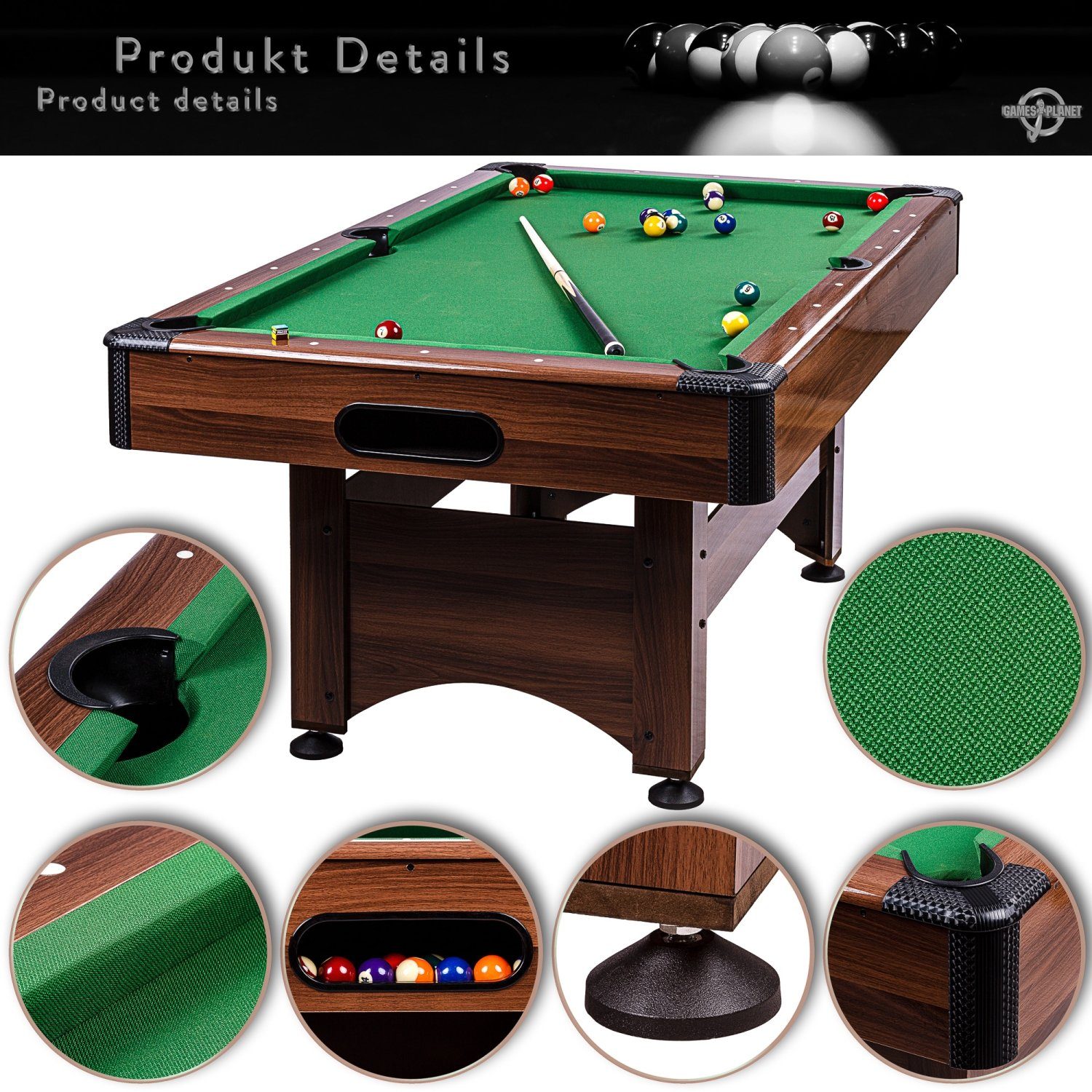 GAMES PLANET Billardtisch Games Planet 6 ft Billardtisch 