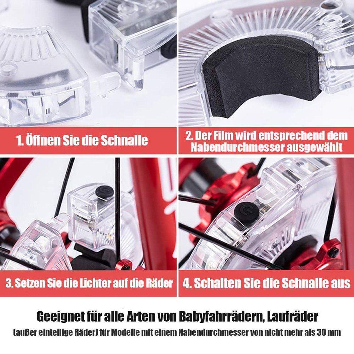 Yoyaxi Fahrradbeleuchtung Kinder-Scooter, LED-Licht, USB, 7 Farben, 18 Modi, wasserdicht