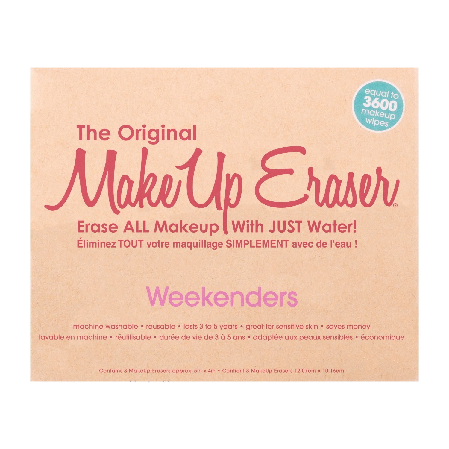 Gumica za šminku MakeUp Eraser set od 3 komada za vikend, roza