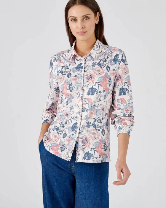 Chemisier maille chaude fleuri