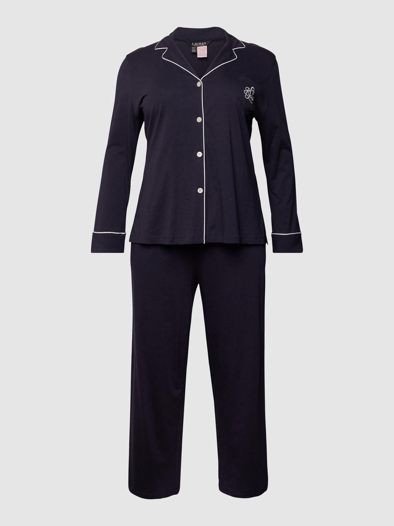 Pyjama mit Brand-Stitching in marineblau